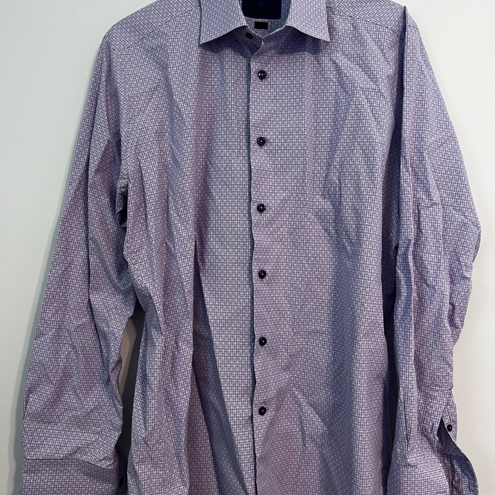 David Donahue Purple Dress Shirt Classic Long-Sleeve